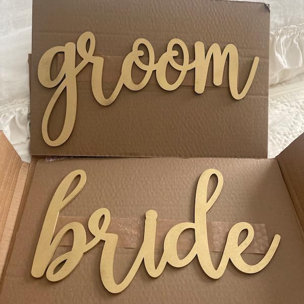 Wooden Bride and Groom Chair Signs