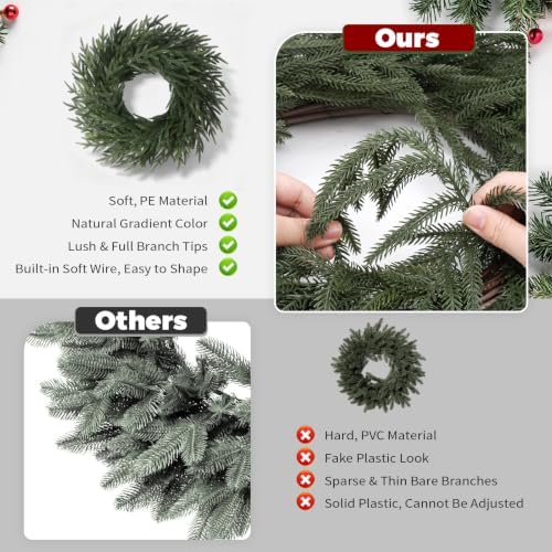 26" Christmas Norfolk Pine Wreath for Front Door (2, Wreath)