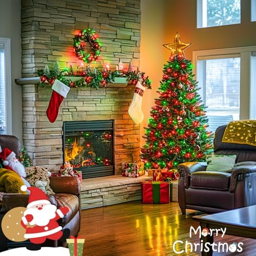 JMEXSUSS 100 LED Connectable Red and Green Christmas Lights with 8 Modes