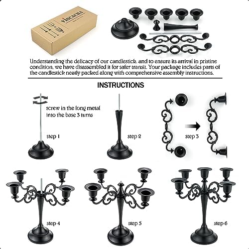 5-Arm Brass Candelabra Taper Candle Holder Table Centerpiece