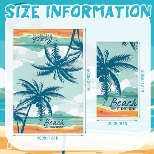 Sratte 6 Pcs Summer Kitchen Towels Beach Tropical Hand Towels, 24 x 16 Inch