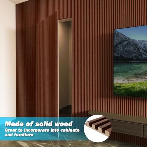 Slat Wood Wall Paneling / 108 x 5.7 / Slat Walnut / Set of 4