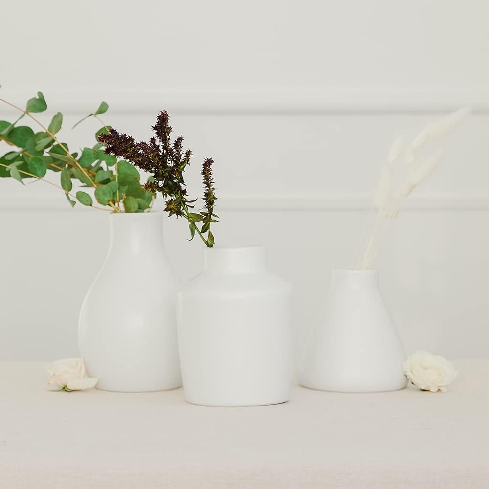 3-Piece Clay Table Vase Set / White