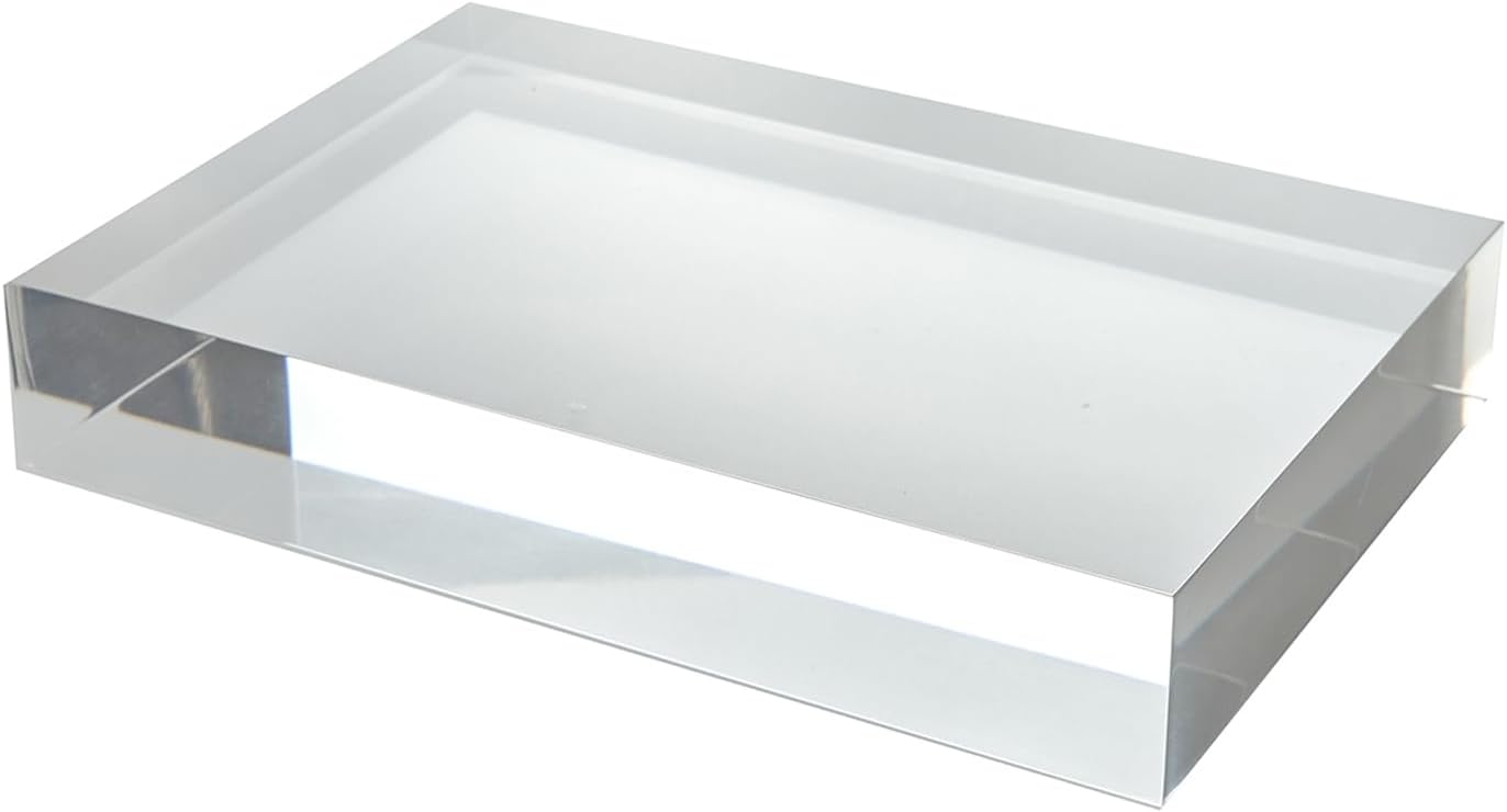 CiaoHER 2in Solid Acrylic Cube Display Block 2" x 8" x 12" | Clear Polished, Pedestal Stand Riser, Solid Base, 1 Pack