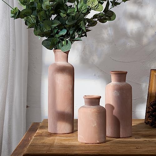 Ceramic Rustic Farmhouse Vase / Terracotta / Set of 3