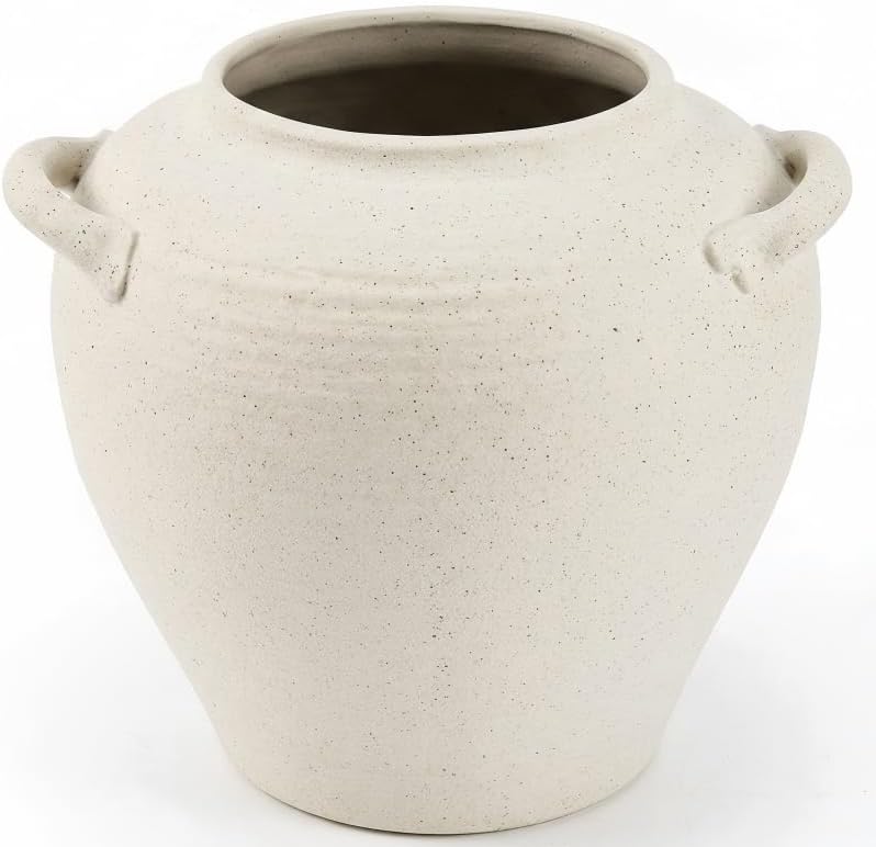 Large White Ceramic Vase Rustic Farmhouse Vase / 7 Inch-white / 7 Inch