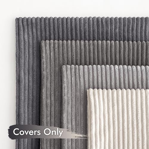 MIULEE Soft Corduroy Decorative Throw Pillow Covers Neutral Grey 20x20