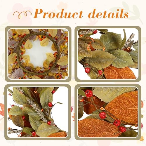 YNYLCHMX 20" Fall Wreath for Front Door, Eucalyptus and Berry Decor