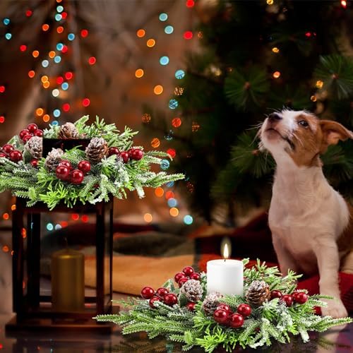 8 Pcs Christmas Candle Ring Wreath Small Kitchen Cabinet Table Decor
