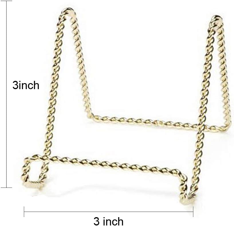 Plate Display Stands Mini Twist Wire Display Easel Holders for Decorative / Gold / 3 Inch / Set of 6