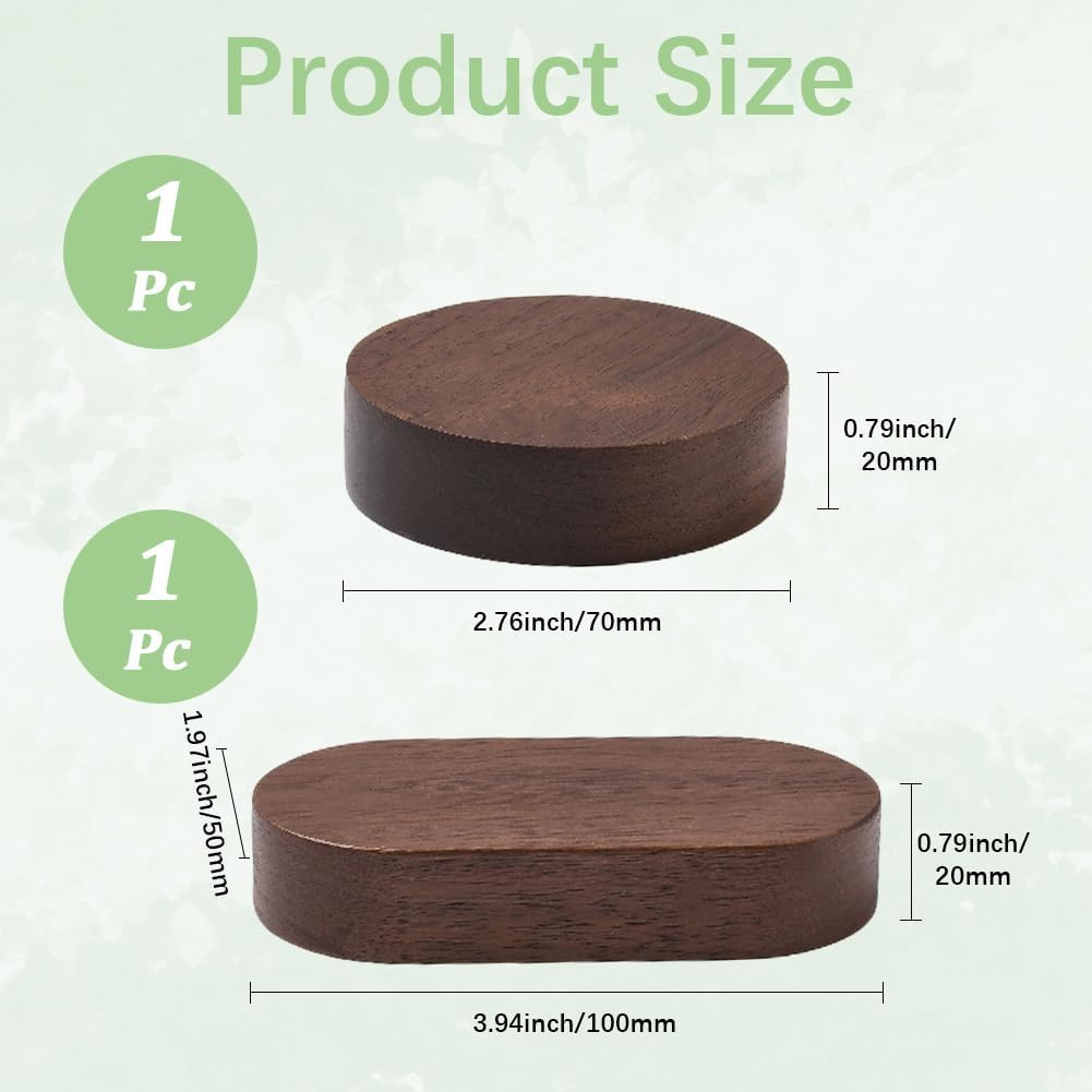 2 Styles Wood Display Risers in/ in Round Oval Walnut Jewelry Stand Riser / 2.8 x 0.8 / Set of 2