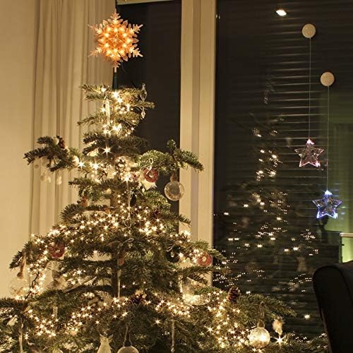 ODEETRONIC Snowflake Tree Topper Lights, 9in 20 Clear Christmas Star Treetop, 120V UL Certified Christmas Lighted Sonwflake Tree Topper, Warm Tree Topper for Xmas Tree Party Decoration