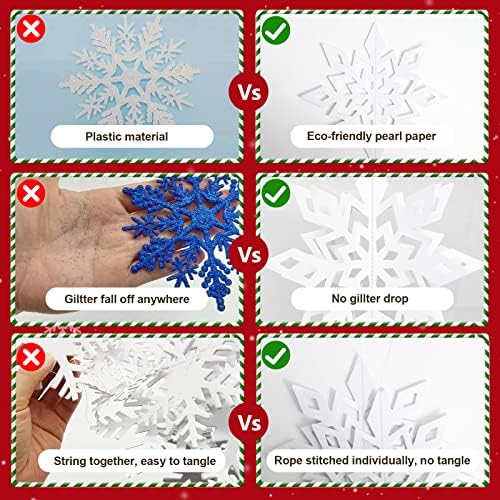 3D Christmas Snowflakes 18PCS Large Ornaments Hanging Decorations