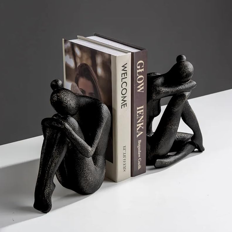 Book Stoppers / Yoga-Style Decorative Bookends / Black