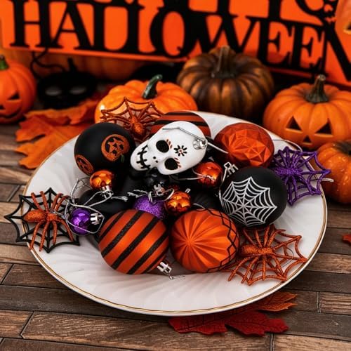 Halloween Ball Ornaments Set, Halloween Tree Decorations, 100 Pack