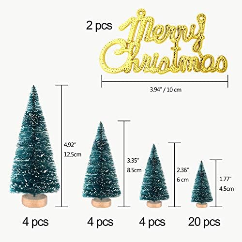 KUUQA 34Pcs Mini Sisal Snow Frost Christmas Tree Bottle Brush, Small Size