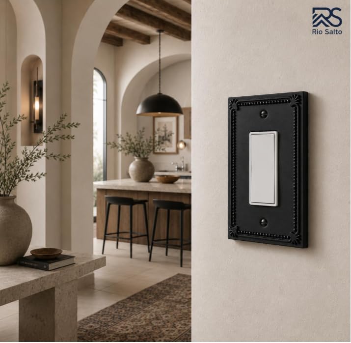 Rio Salto Rocker Light Switch Cover Plate Decorator Paddle GFCI Outlet Covers Wall Plate Electrical Socket Matte Black