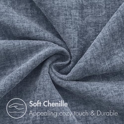 MIULEE Soft Chenille Throw Pillow Covers Dark Grey Blue 18x18 Pack of 2
