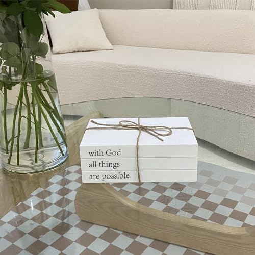 Faux Books for Decoration / with God All Things Are Possible / White
