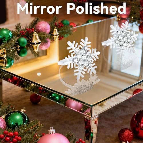 ZeeDix Set of 8 Christmas Snowflake Napkin Rings for Dinning Table Setting- White Rustic Dinner Tables Setting Decoration for Wedding Receptions, Christmas Holiday Party Dinner Parties