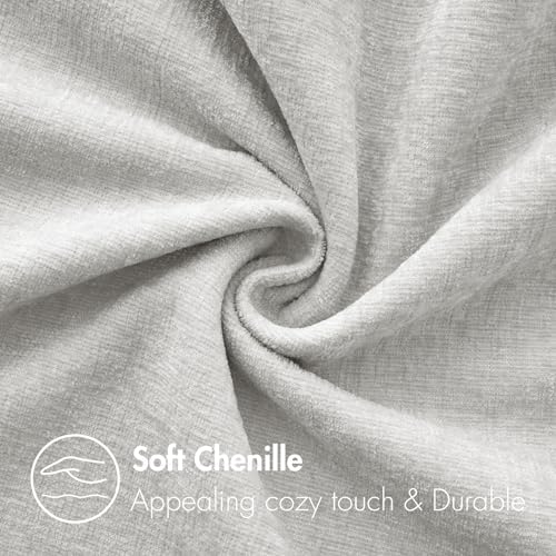 MIULEE Soft Chenille Throw Pillow Covers Light Gray 18x18 Inch Pack of 2