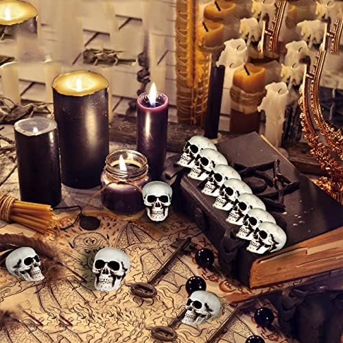 10 Mini Halloween Skull Heads - Skull Decor for Party, Table Decor, Home Gift