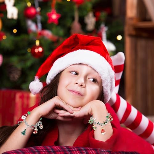 OuMuaMua 2 Sets of Christmas Advent Calendar Bracelets 2026 for Girls 24 Days Xmas Countdown Calendar DIY Jewelry Making Kit Gifts 44 Charm Beads 4 Bracelets for Kids Teens Women