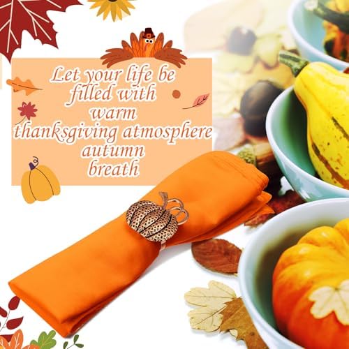 WILLBOND 12 Pcs Thanksgiving Napkin Rings Set Fall Pumpkin Leaves Holders