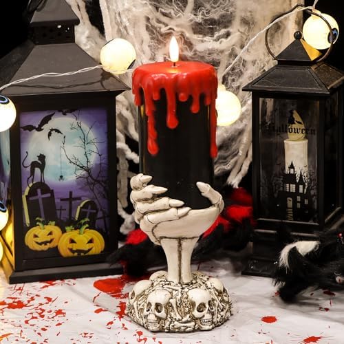 Eldnacele Black Flameless Pillar Candle Battery Operated with 6 Hour Timer