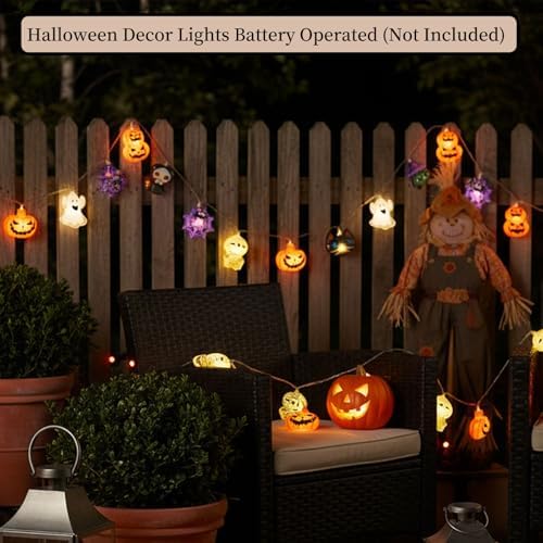 Halloween String Lights, 4.9Ft 10 LED Fall Fairy Lights Skull String Lights Halloween Decor Autumn Light Battery Optional 2 Flashing Modes Cute Lights 2026 Indoor Outdoor Decor for Home Yard Patio