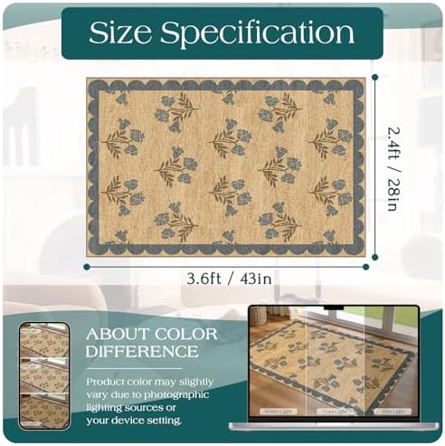 Floral Outdoor Rug - 28"x43" Front Door Mat Indoor Outside Entrance