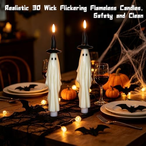 Halloween Witch Flameless Taper Candle Battery Operated with Timer