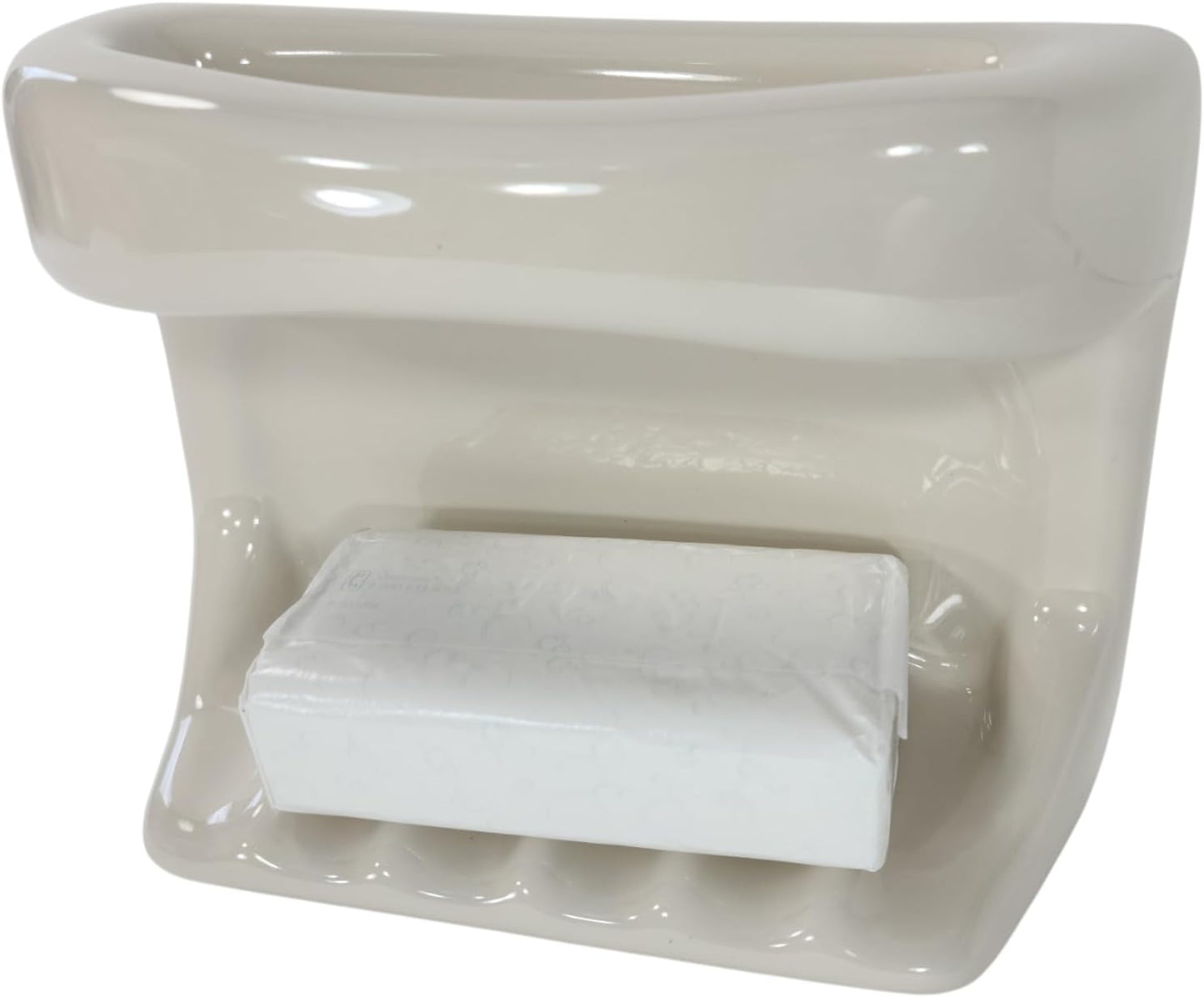 Bone Almond Ceramic Soap Dish Tray Cloth Bar Washcloth Holder Bath Shower Bathtub / Beige