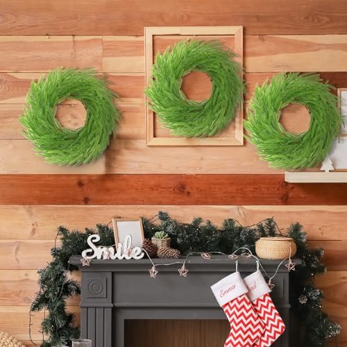 Zeyune 8 Pcs 14" Christmas DIY Green Wreath Artificial Wreath, Norfolk Pine