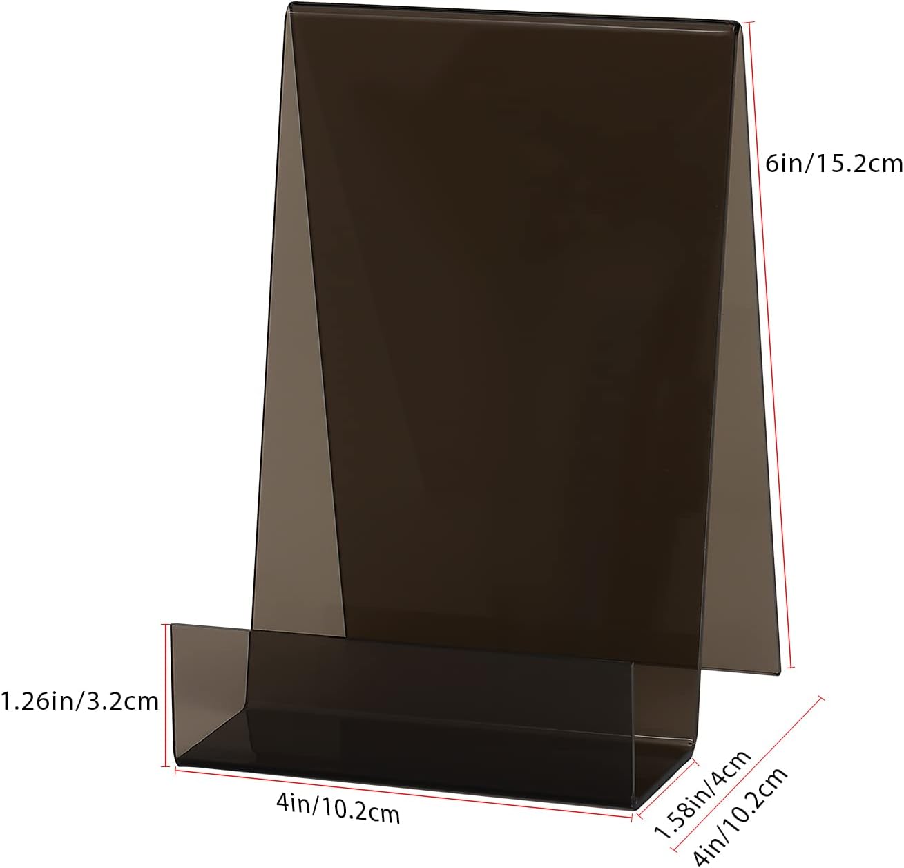 ZOEY Acrylic Book Stand with Ledge Clear Black Display Easels Plate - 5 Pack Large Book Holder Easel Stand for Display