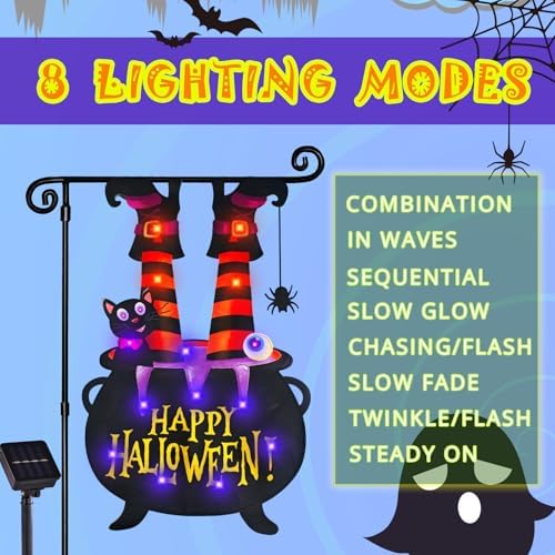 Halloween Lighted Garden Flag, Witch Feet Yard Decor, 12x18 in