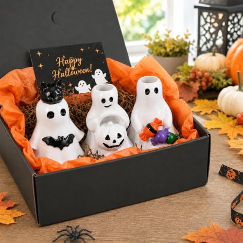 Havawish 3 Pcs Halloween Ghost Candlestick Holder Cute Ghost Candle Holder