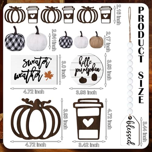 FairySandy 19 Pcs Fall Tiered Tray Decor Set, Hello Pumpkin