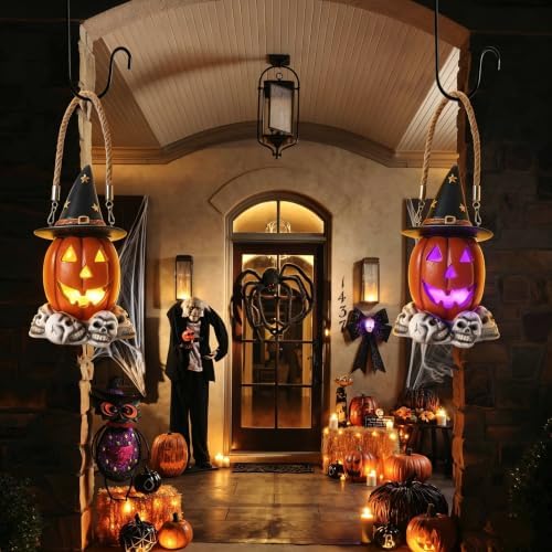 Halloween Decorations Hanging Pumpkin Lantern – LED Lighted Pumpkin