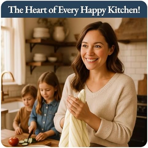 LANE LINEN Kitchen Towels Set - Pack of 4 Cotton Dish Towels for Drying Dishes, 18”x 28”, Absorbent Tea Towels, Quick Drying Kitchen Towel Set - Lemon Yellow