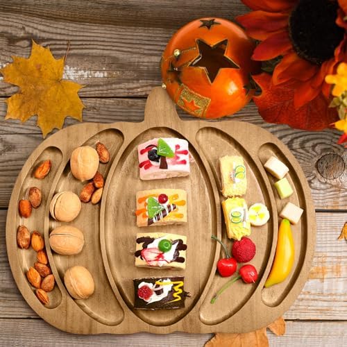 Sliner Pumpkin Charcuterie Board Wooden Fall Serving Platter Tray Dishes
