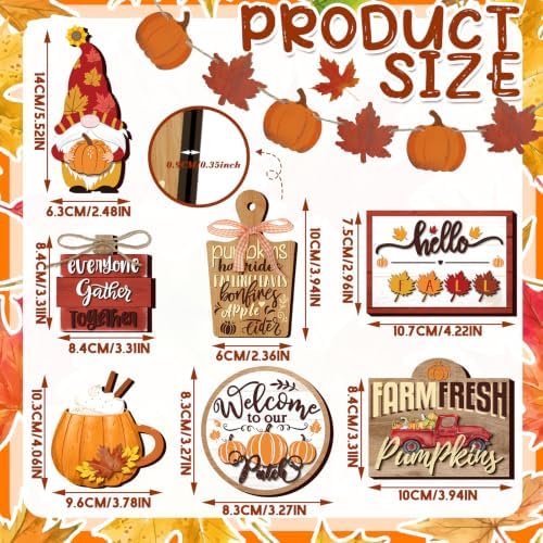 BBTO 13 Set Fall Tiered Tray Decor Rustic Farmhouse 3D Layered Wooden Signs