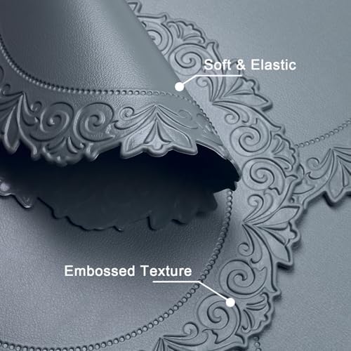 Round Faux Leather Placemats Set of 6, Dining Table Mats, Blue