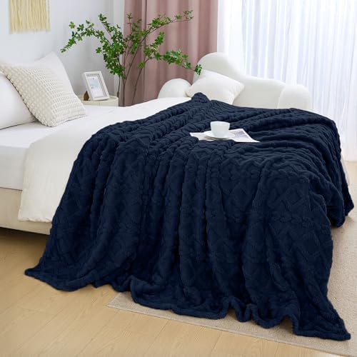 Aganear Fleece Throw Blanket for Couch Sofa 60"x80" Navy