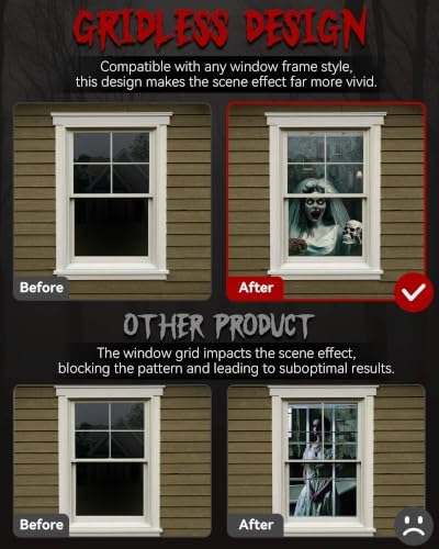 2pcs Halloween Window Cover Decor, Scary Ghost Curtain Outdoor