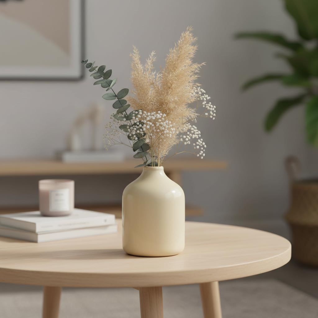 Modern Vase for Pampas Grass / Beige / 5 Inch