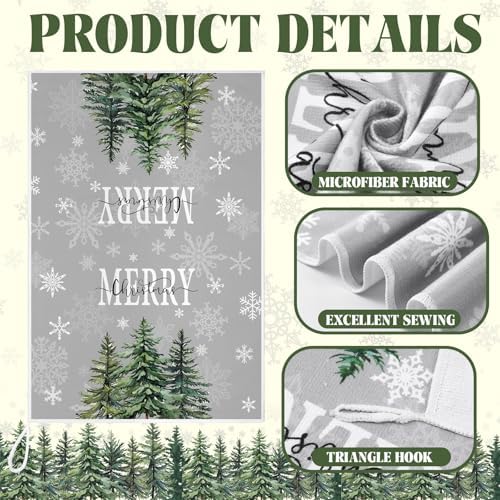 Bencailor 6 Pcs Christmas Kitchen Towel, Green, Snow Tree Style