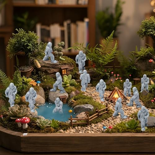 RoundFunny 100 Packs Bigfoot Figurine Small Resin Sasquatch Figurine Bulk