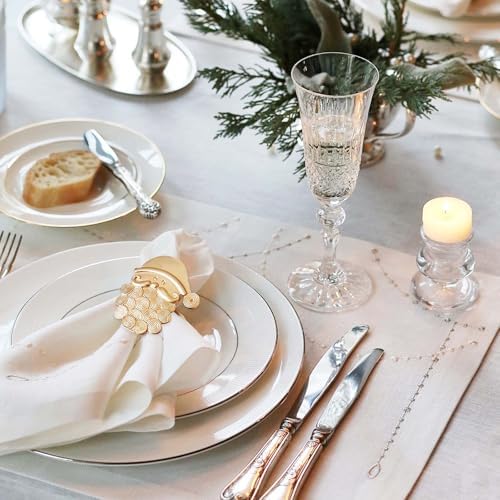 wonlex Christmas Napkin Rings Set of 6, Metal Golden Napkin Ring Serviette Buckles Holder for Table Decoration, Wedding, Christmas Place Setting(St.Nicholas)