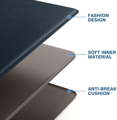StepRite Kitchen Mats for Floor, 2-Piece Anti-Fatigue Rugs, Dark Charcoal